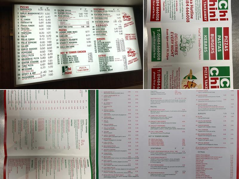 ChiChini pizza Netherton Menu