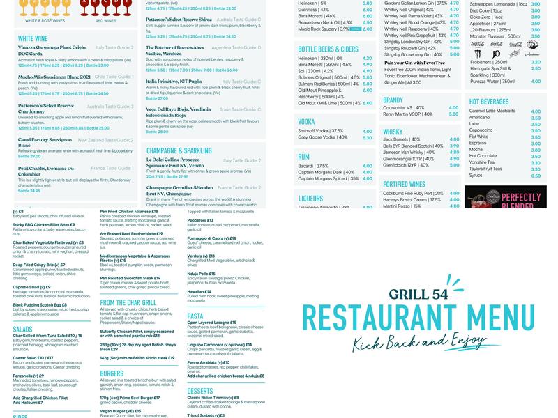 The Dugout: Sports bar & games room Menu