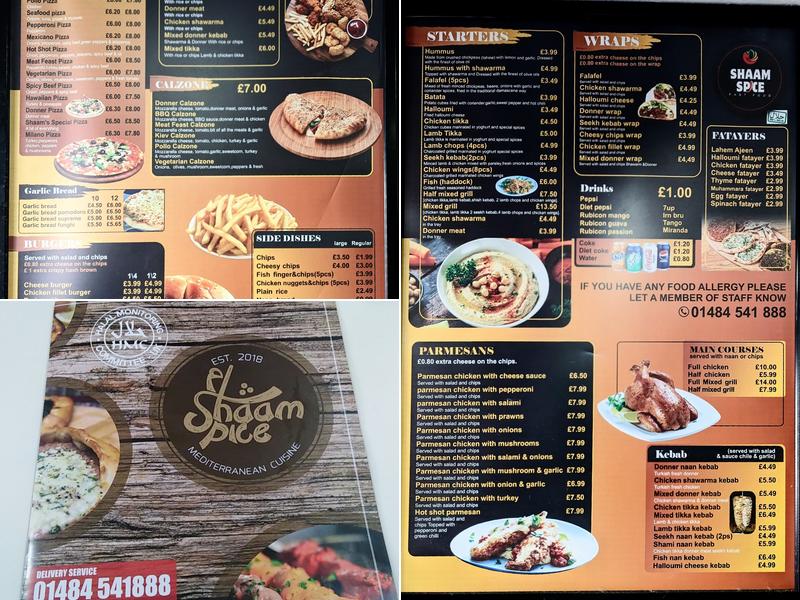 Shaam Spice Ltd Menu