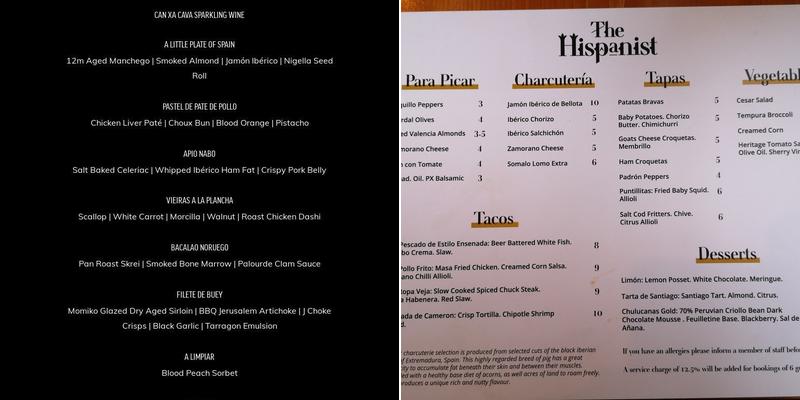 The Hispanist Menu