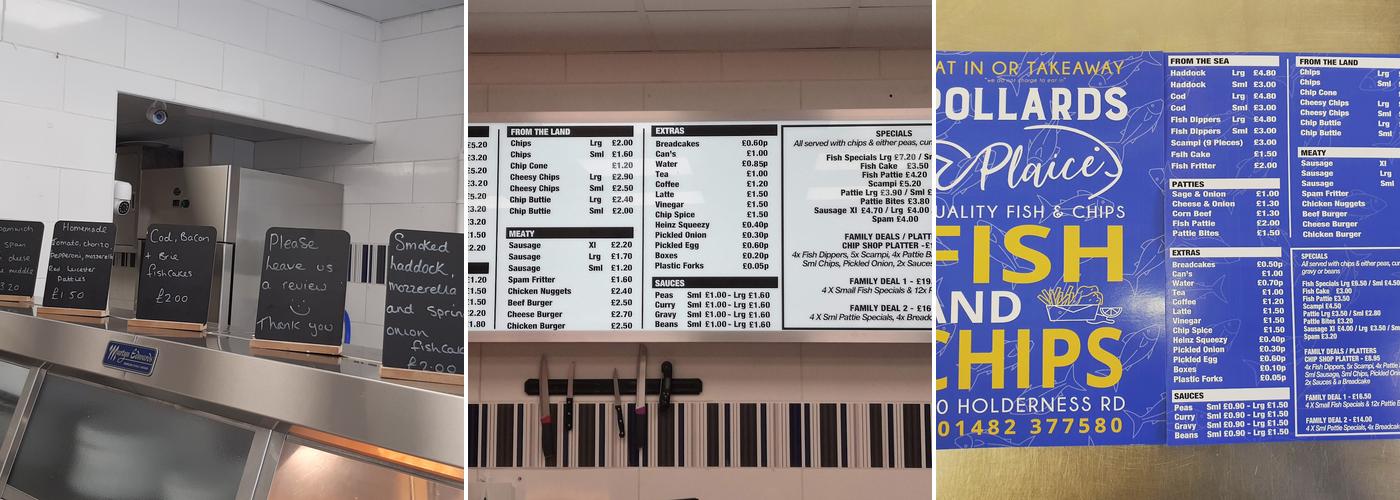 Pollards Plaice Menu