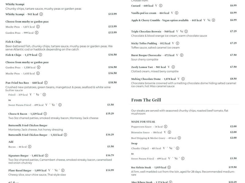 Wheatsheaf Kirk Ella Menu