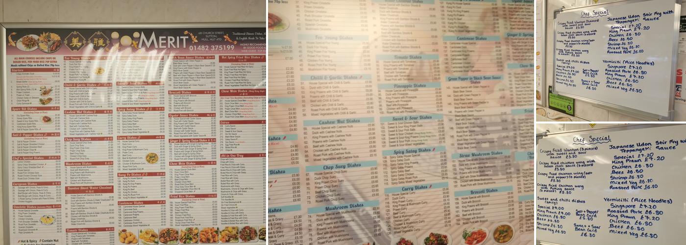 Merit Chinese Takeaway Menu