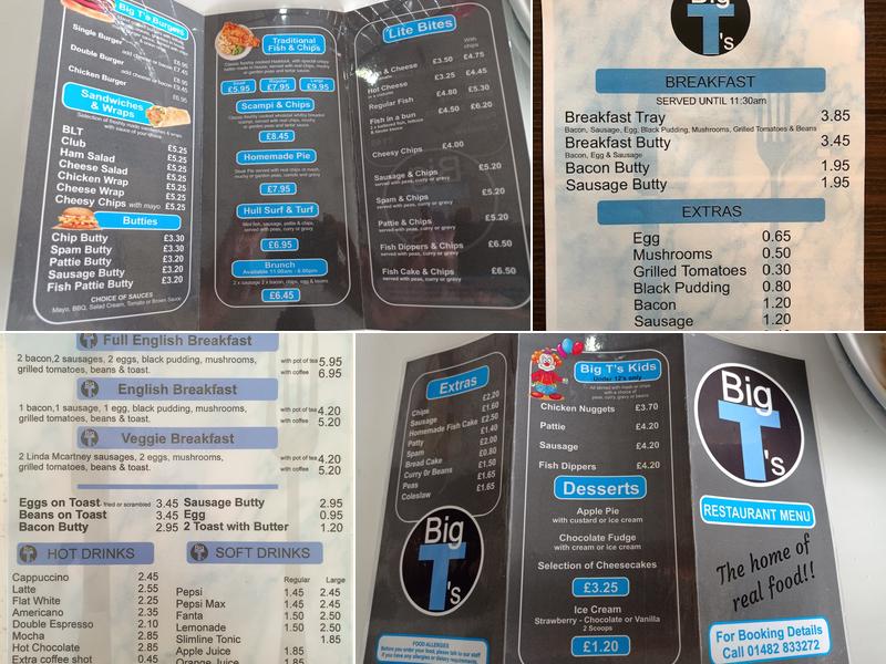 Big T's Restaurant & Takeaway Menu