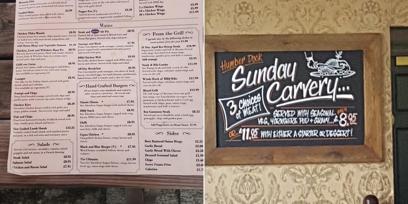 Humber Dock Bar & Grill Menu