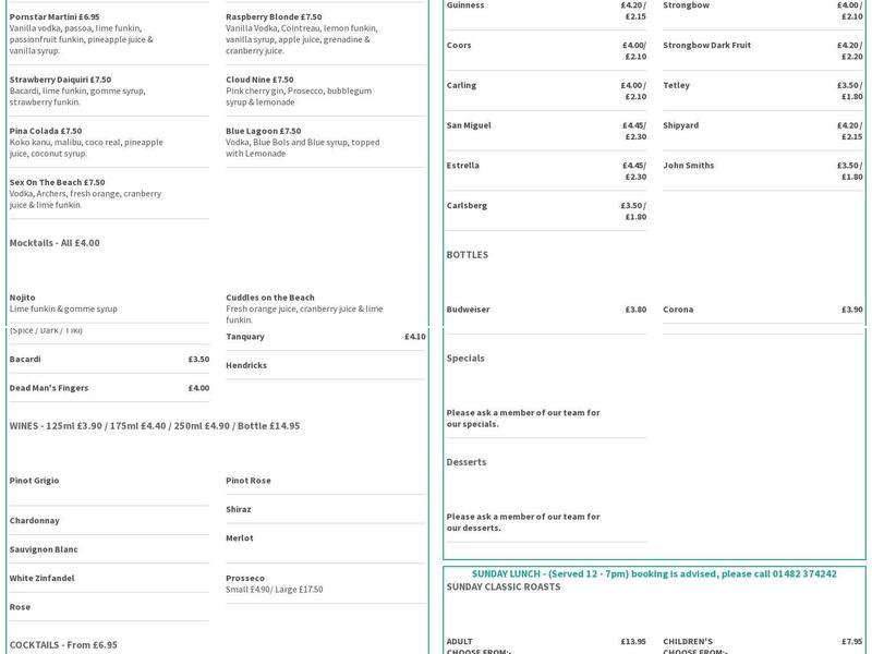 The Lodge Bar & Grill - Sutton Golf Course Menu