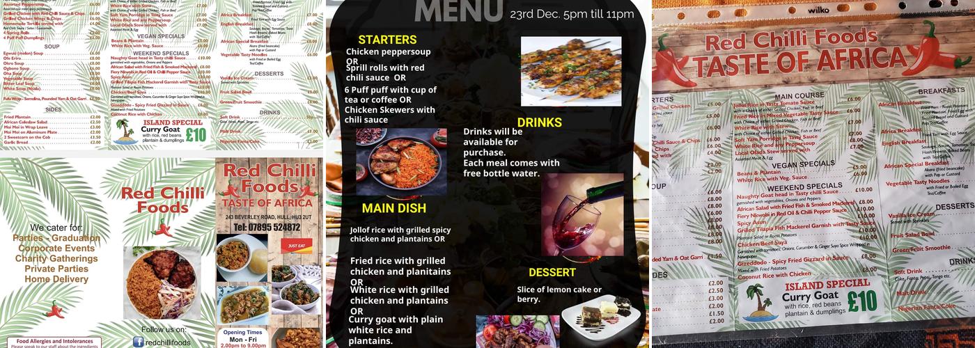 Red chili foods Menu