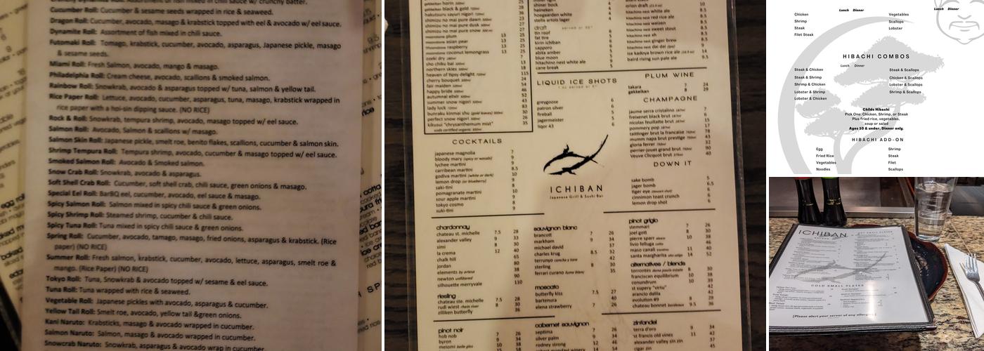 Ichiban Sushi Bar & Grill Menu