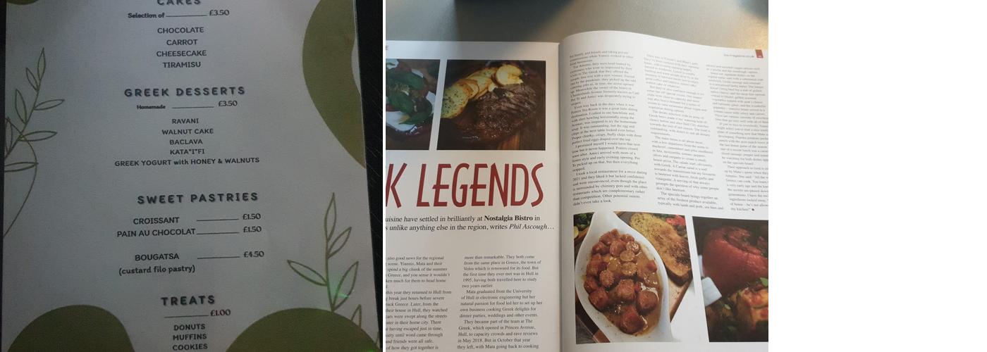 Nostalgia Bistro Menu