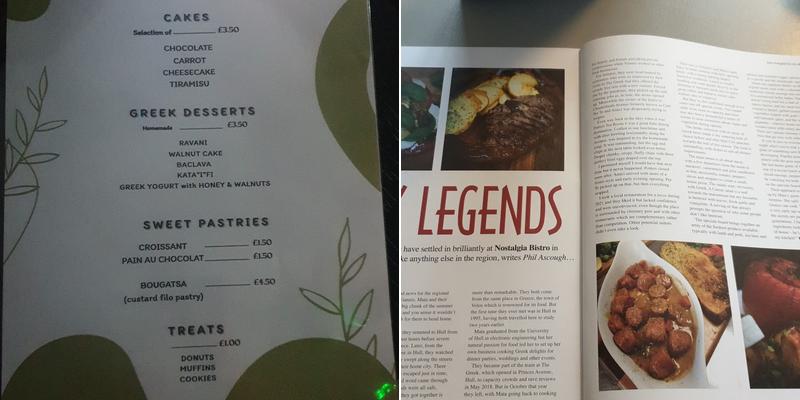 Nostalgia Bistro Menu