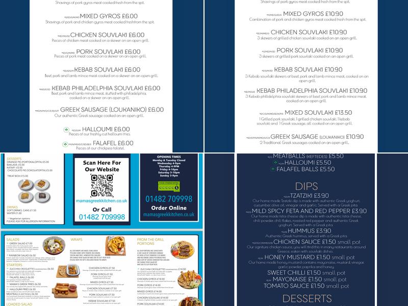 Mama's Greek Kitchen Menu