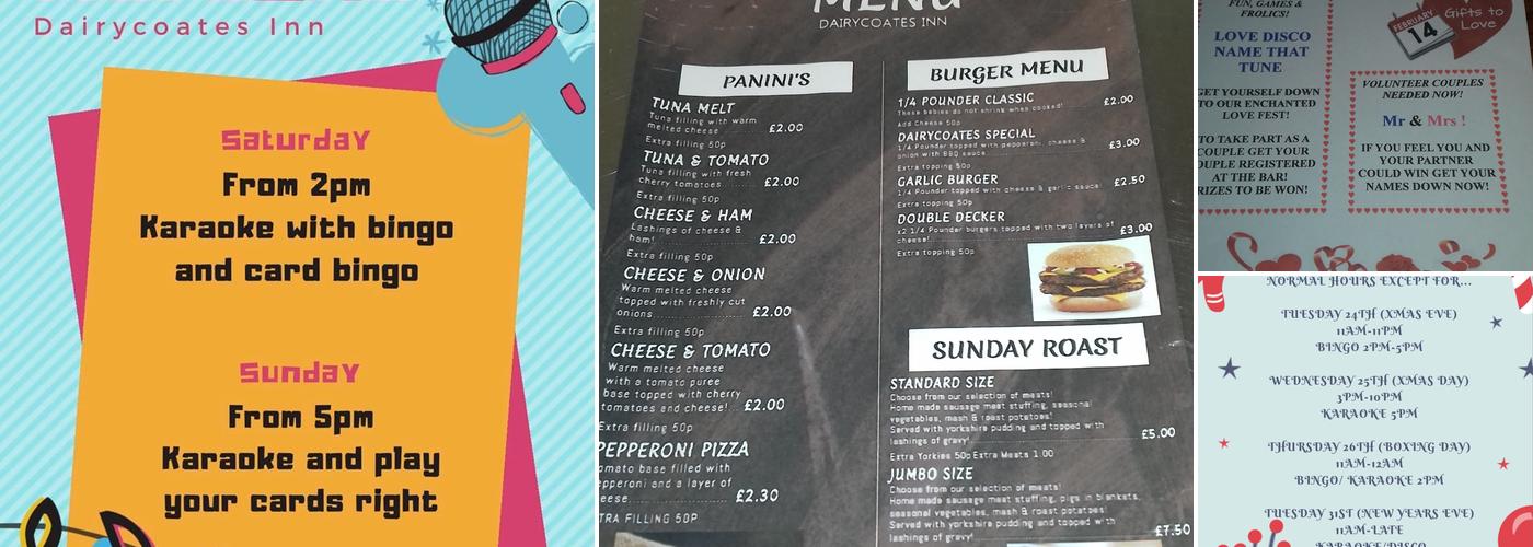 The Dairycoates Inn Menu