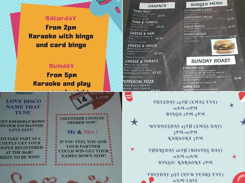 The Dairycoates Inn Menu