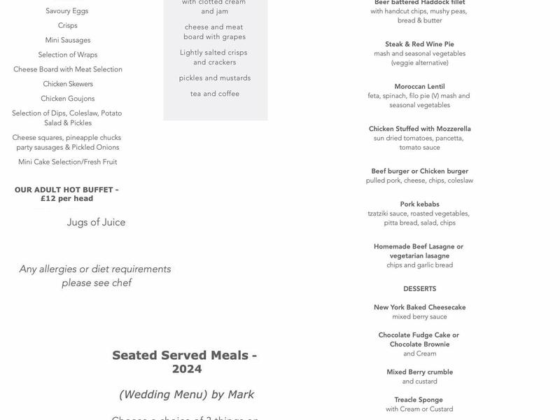 Pitch 21 - Bar & Events Venue Menu