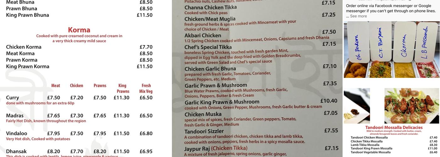 Moonlight Tandoori Menu
