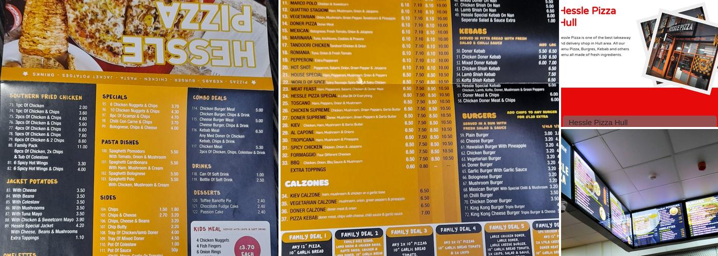 Hessle Pizza Menu