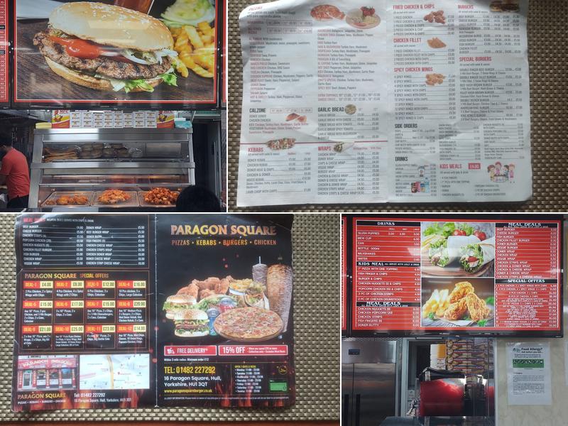 Paragon Square Burger Menu