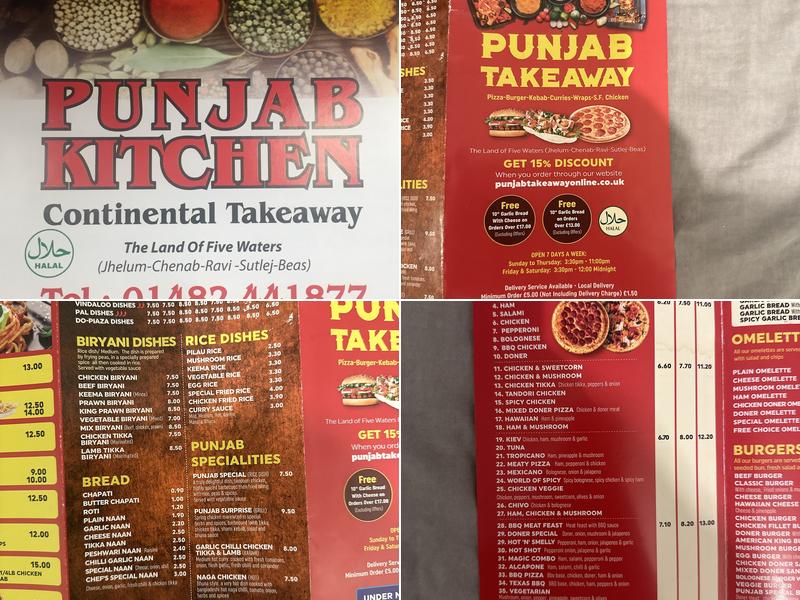 Punjab Takeaway Menu