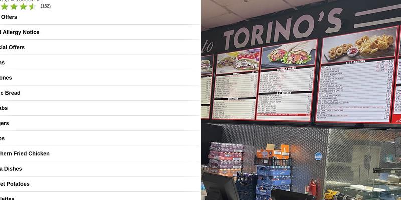 Torino's Pizza Menu