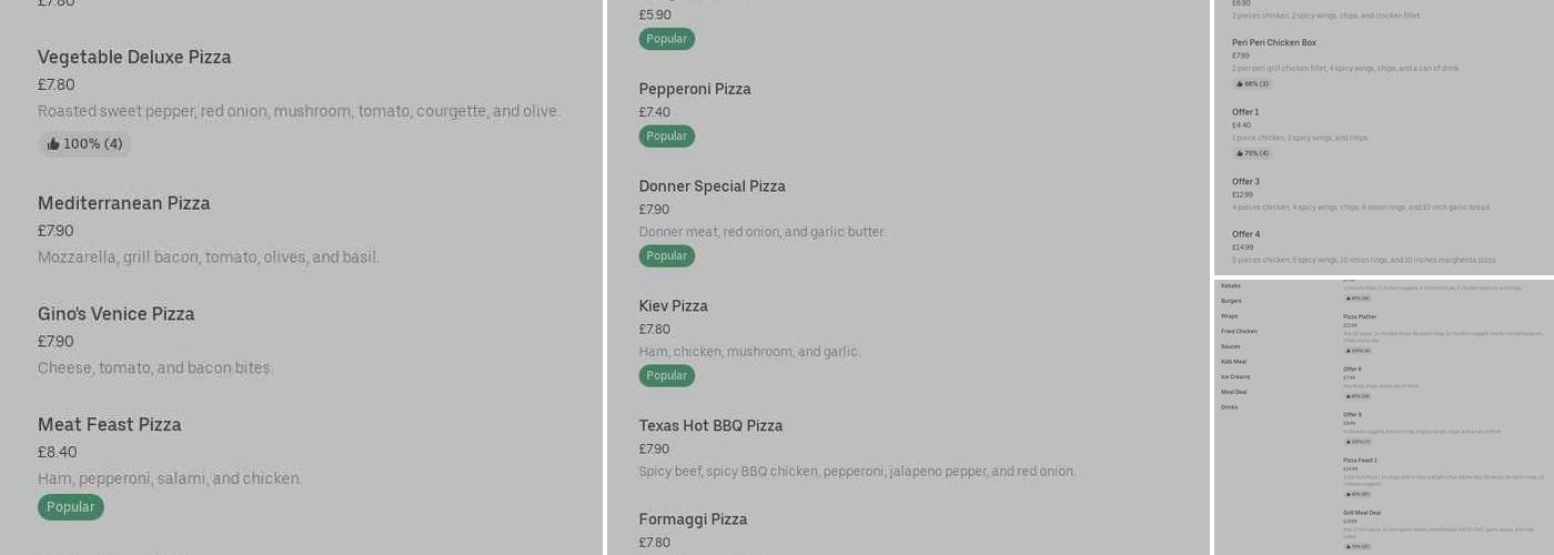 Gino's Take Away Menu