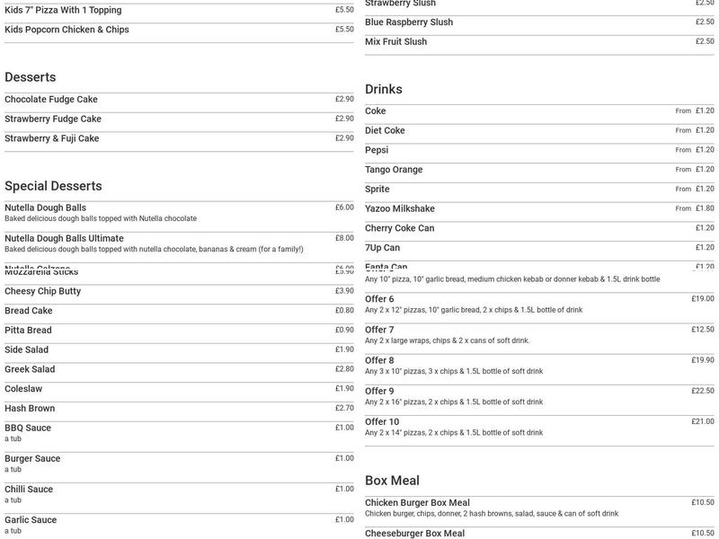 Papa Mo's Pizza Menu