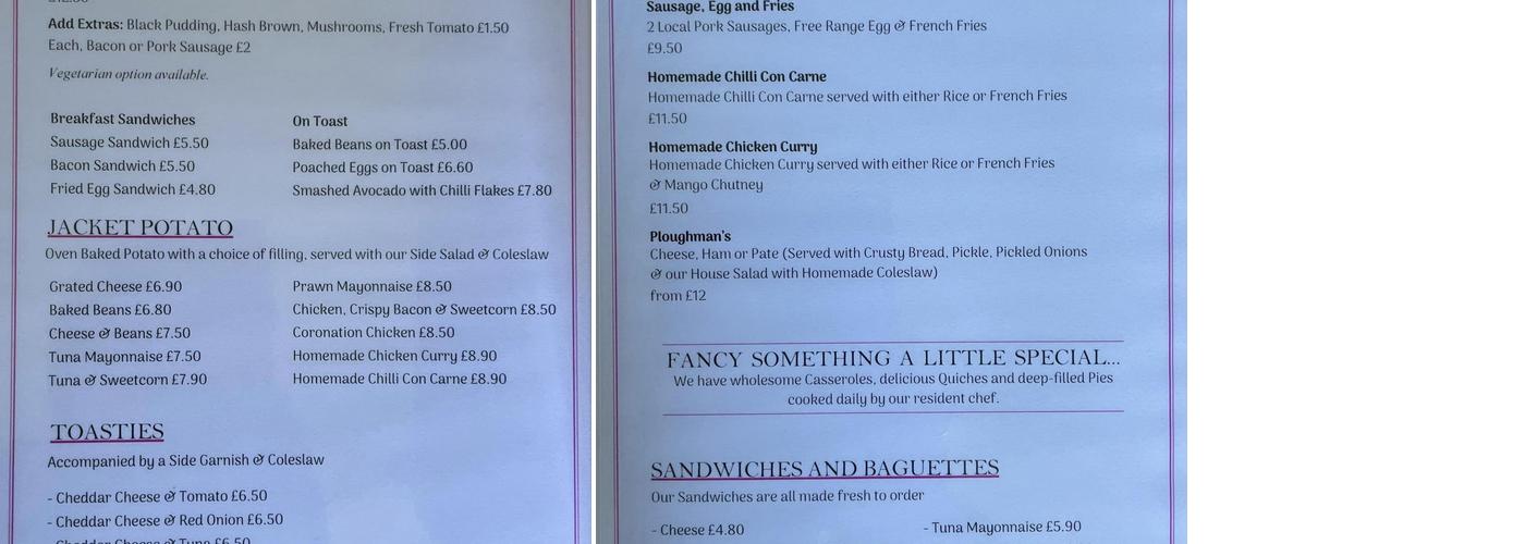 Food For Thought Café Menu