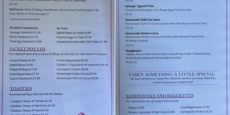 Food For Thought Café Menu