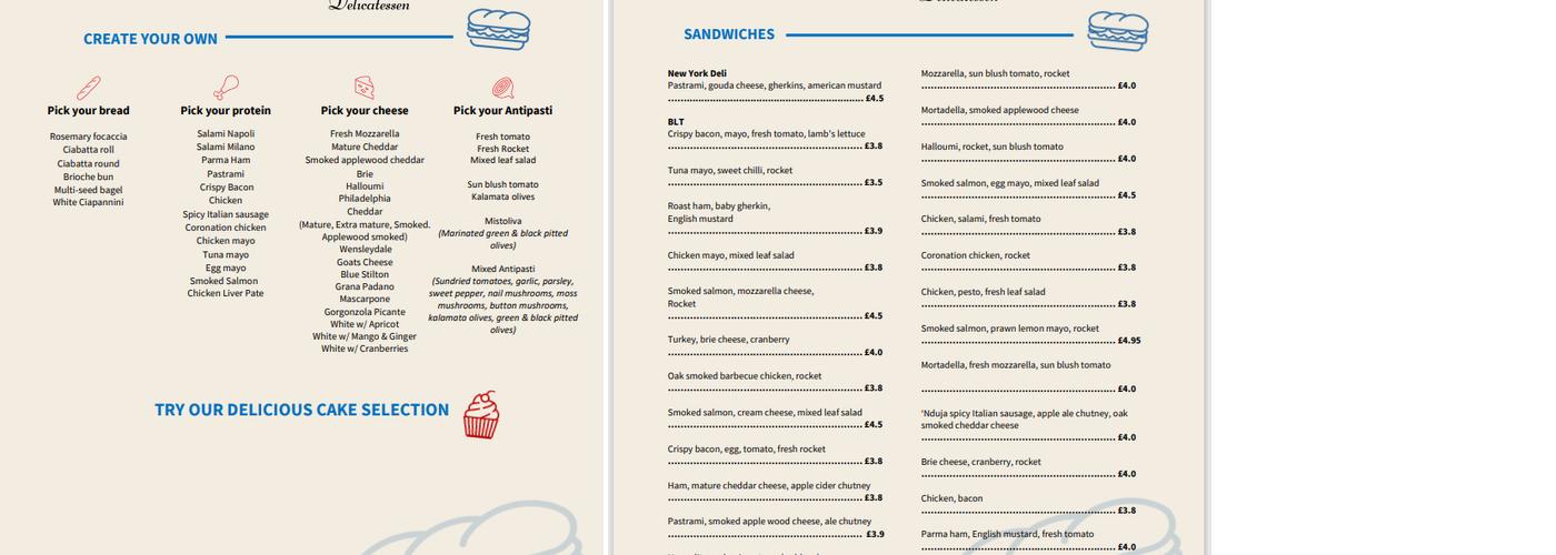 Bocconcini Delicatessen Menu