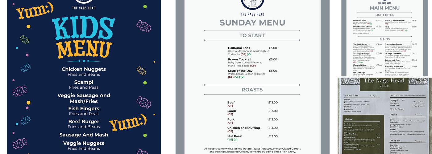 The Nags Head Menu