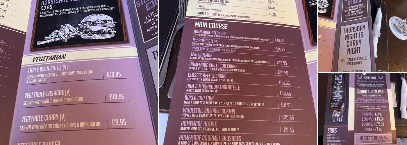 Horseshoe Inn Menu