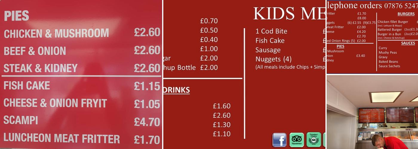 Sally's Fish 'n' Chips Menu