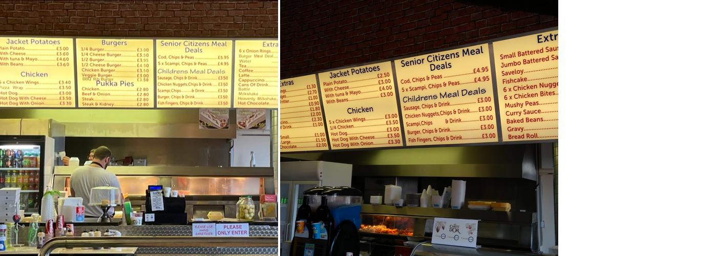 The Plaice to Bee Menu