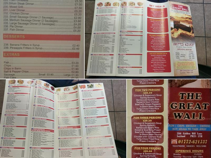 The Great Wall Menu