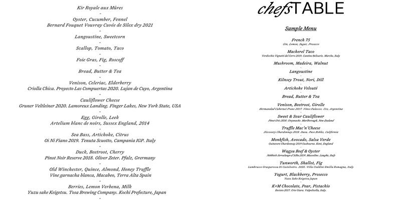 chefsTABLE at TRUEfoods Menu