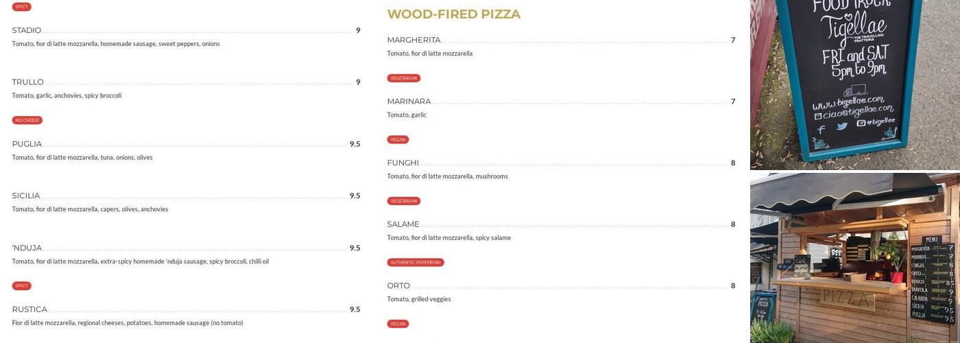 Tigellae at the Harewood Menu