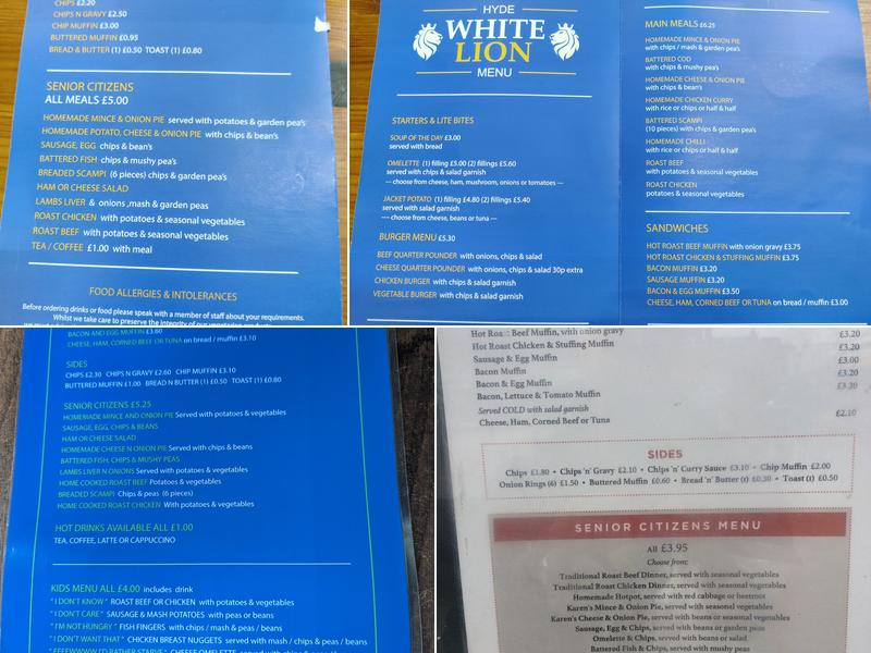 White Lion Hotel Menu