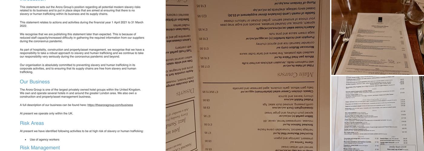 Adam's Brasserie Menu