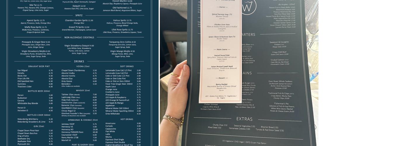The Waterfront Hythe Menu