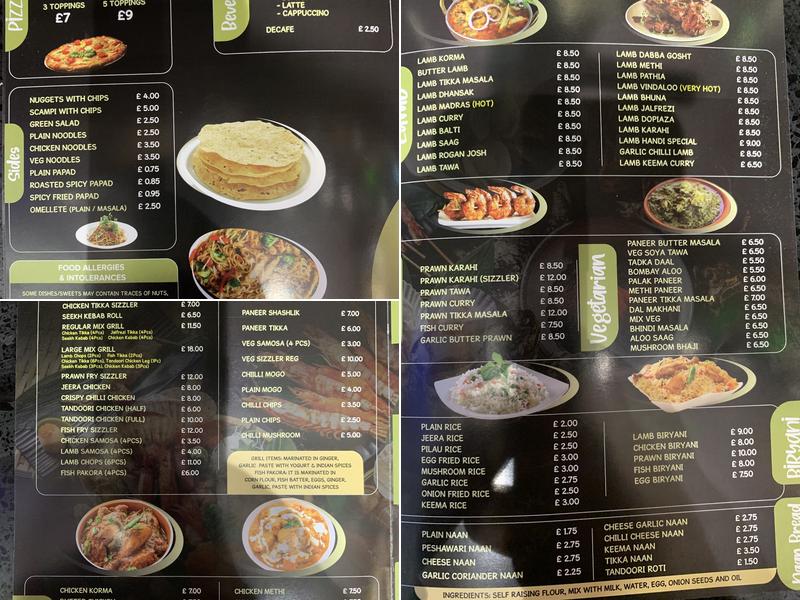 The Central Bar Ibstock Menu