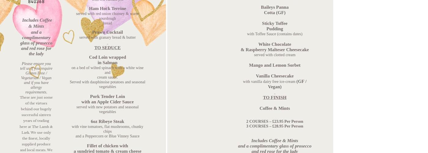 Lamb & Lark Inn Menu