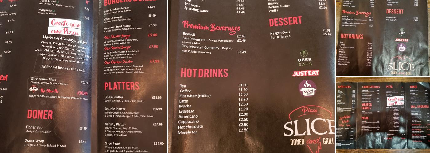 Slice Pizza and Grill HMC Menu