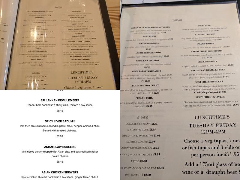 Brooks Sri Lankan Tapas Menu