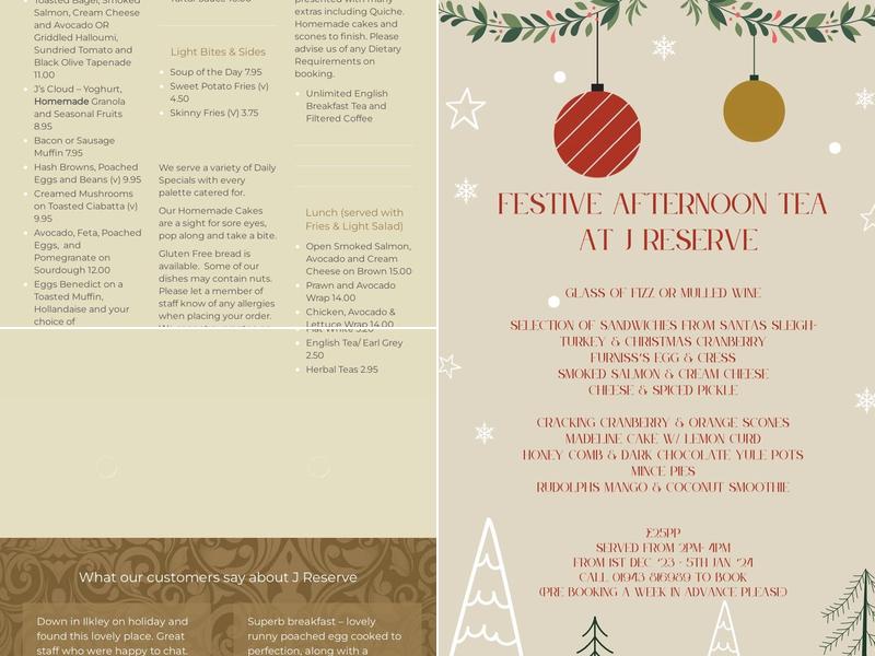 J Reserve Ilkley Menu