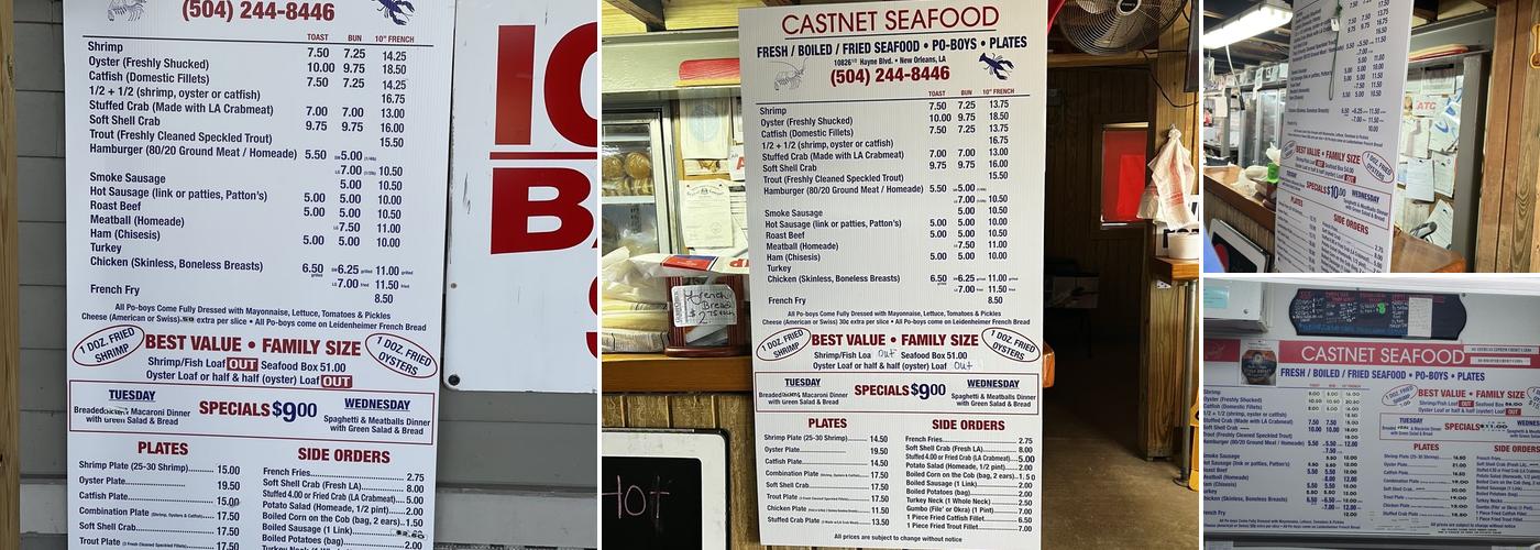 Castnet Seafood Menu