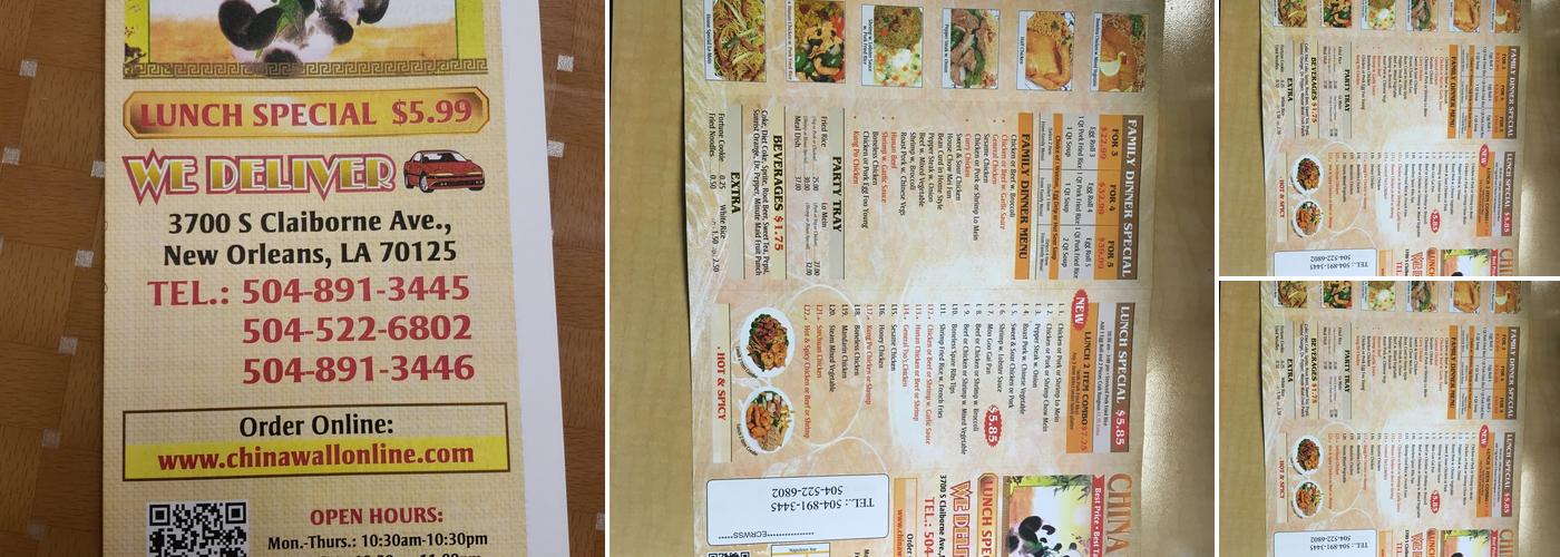China Wall Menu