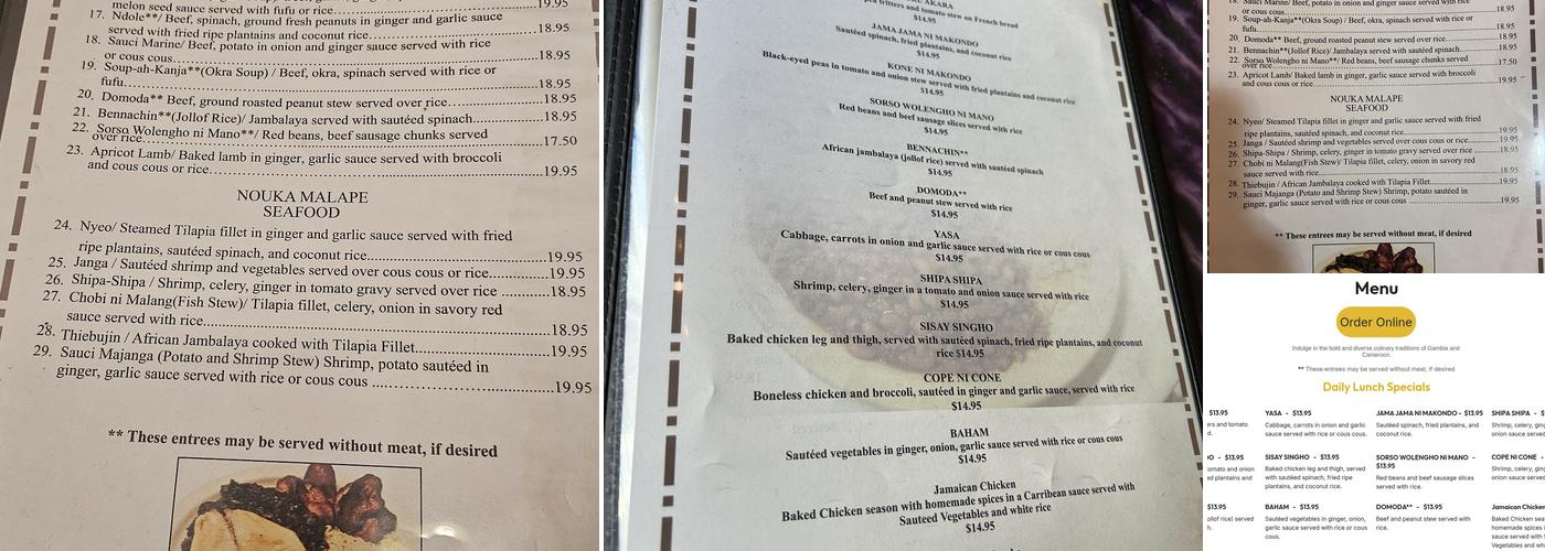 Bennachin Menu