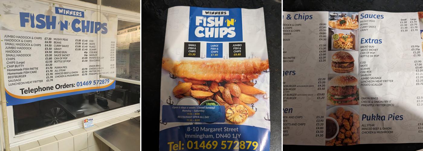 Winners Fish & Chips Menu