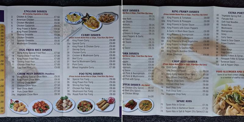Hong Kong Takeaway Menu