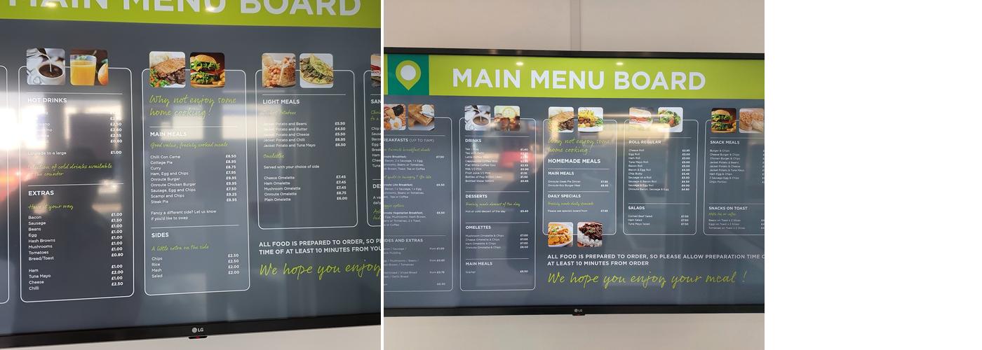 Onroute Truckstops - Ulceby Menu