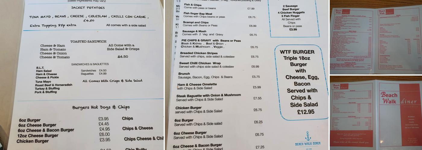 Beach Walk Diner Menu